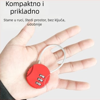 Biscuit Lock za školske torbe, ruksake i kovčege; U-oblikovanim čeličnim sajlom; kombinacijski brava; mini brava za pernicu