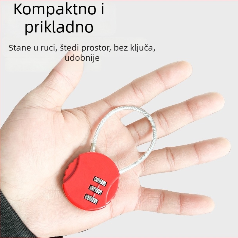 Biscuit Lock za školske torbe, ruksake i kovčege; U-oblikovanim čeličnim sajlom; kombinacijski brava; mini brava za pernicu