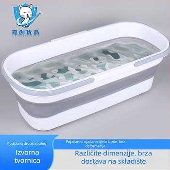 Kanta za mop, sklopiva pravokutnog oblika, kompatibilna s plosatim mopom, plastična šipka za mop, otpornost na koroziju 3.0-3.9