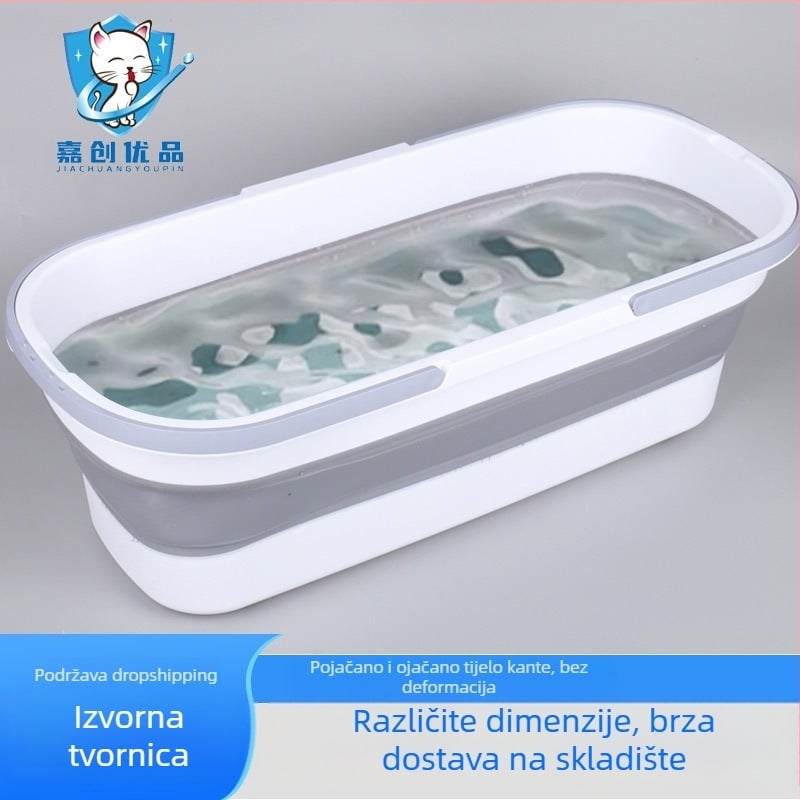 Kanta za mop, sklopiva pravokutnog oblika, kompatibilna s plosatim mopom, plastična šipka za mop, otpornost na koroziju 3.0-3.9