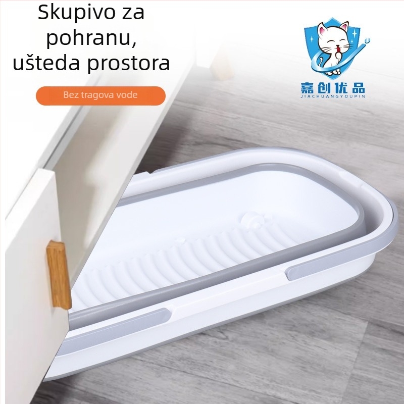 Kanta za mop, sklopiva pravokutnog oblika, kompatibilna s plosatim mopom, plastična šipka za mop, otpornost na koroziju 3.0-3.9