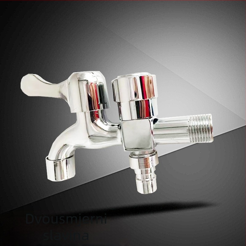 Bakrena višefunkcionalna slavina za perilicu rublja s prednjom i stražnjom dvostrukom uporabom, jedan ulaz, dva izlaza, keramički kartridni ventil, 20 mm priključci, ručna ugradnja, podizni način rada