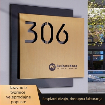Tablica za vrata od nehrđajućeg čelika, lasersko graviranje, dvostruki sloj šuplje pločice s brojem, vanjska pločica