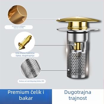 Odvod za umivaonik - 304 nehrđajući čelik, Bounce tip, oblik P-kuta, Nine Glory