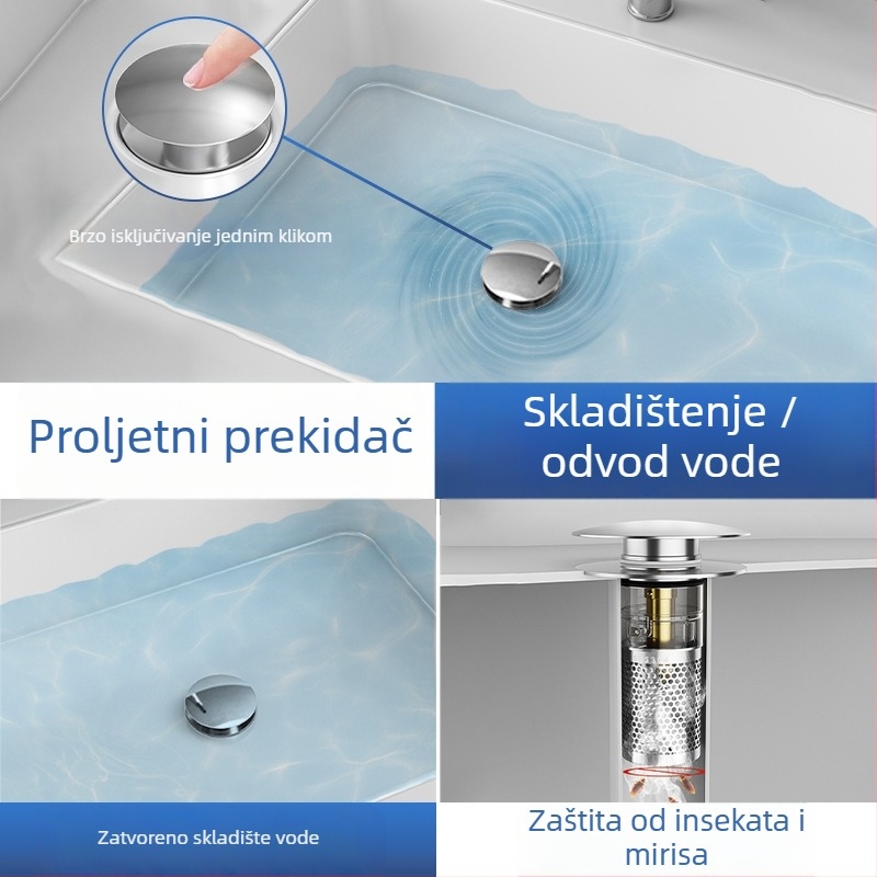 Odvod za umivaonik - 304 nehrđajući čelik, Bounce tip, oblik P-kuta, Nine Glory