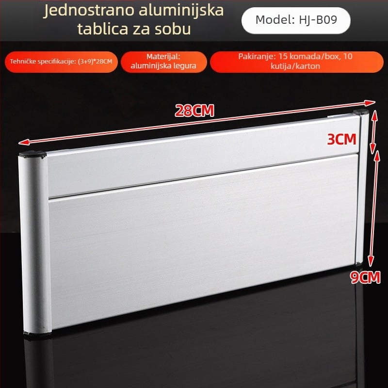 Jednostrana pločica od aluminijskog legura za odjel sa utorom; vodoravna i okomita prazna pločica za vrata