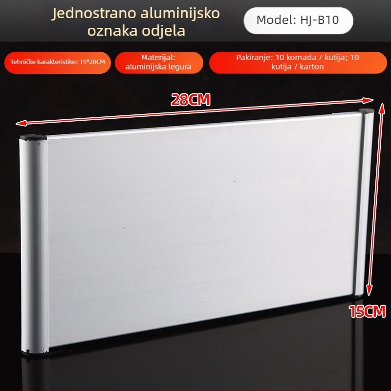 Jednostrana pločica od aluminijskog legura za odjel sa utorom; vodoravna i okomita prazna pločica za vrata