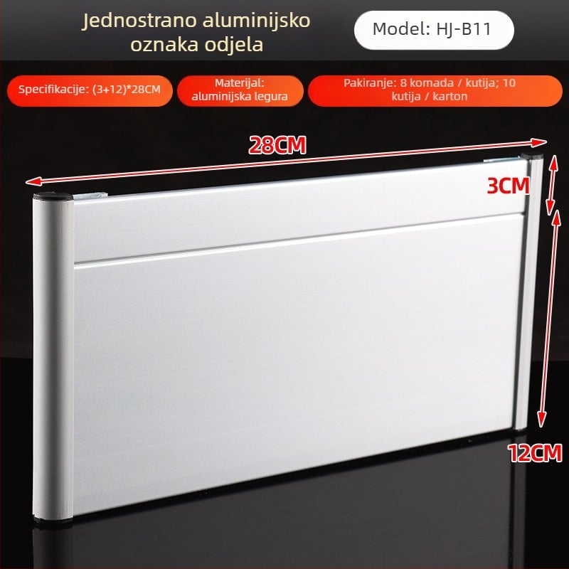 Jednostrana pločica od aluminijskog legura za odjel sa utorom; vodoravna i okomita prazna pločica za vrata