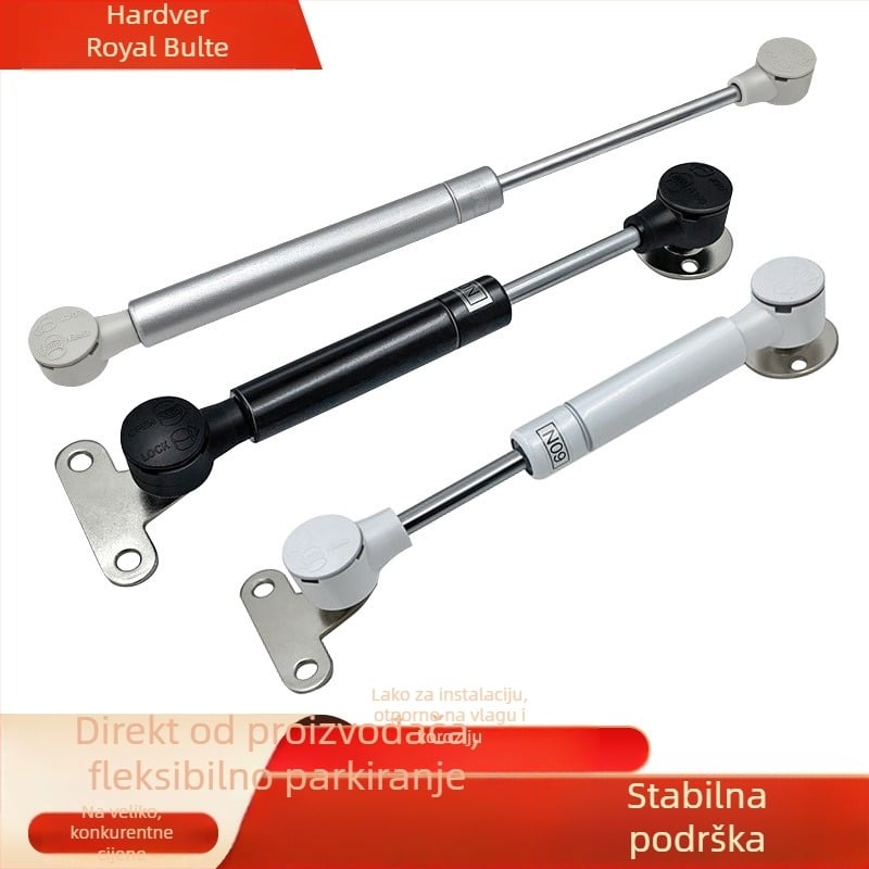 Gasna šipka za vrata s aluminijskim okvirom – kompaktna plinska šipka, snaga 60N/80N, sredina udaljenosti 145/160/270mm, pogodna za zidne ormariće, ormariće i knjižne police