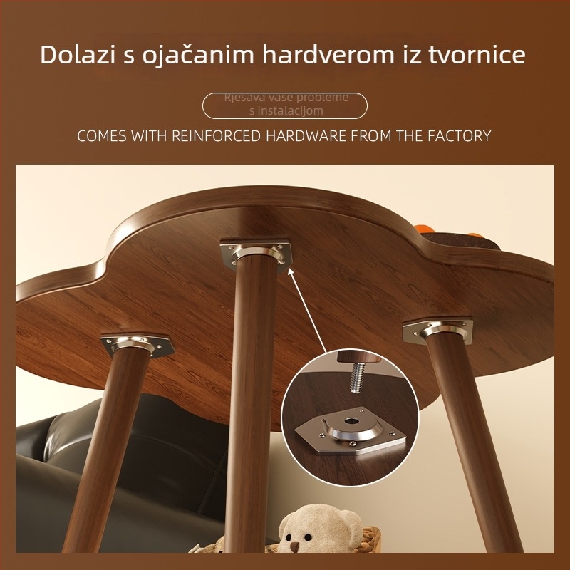 Bočni stol s dvostrukim nivoima i prostorom za pohranu, moderni minimalistički stil, drveni okvir