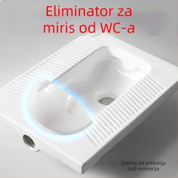 Plastični prednji pregradnik za klozet u squat stilu – sprječavanje prskanja, bez demontaže, minimalna udaljenost otvora: 1, promjer cijevi: 1, bez spremnika vode