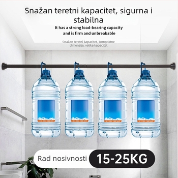 Teleskopna šipka od nehrđajućeg čelika za kupaonicu — bez bušenja, podesiva, za zavjese za tuširanje, vrata i ormar; moderan minimalistički stil