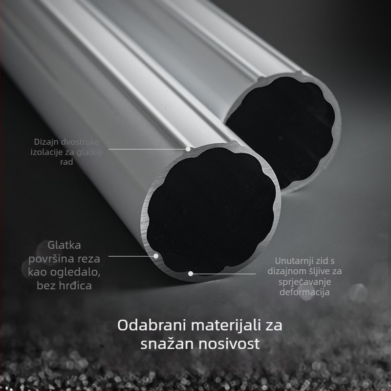 Ekstra debela aluminijska teleskopska zavjesna šipka — montaža bez bušenja, gornja ili bočna, jednostruka ili dvostruka šipka