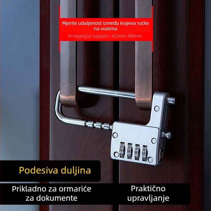 SIMPLY 837 Ručka za ormarić od cinkovog legura, za dokumente i cipele, podesiva duljina zaključavanja, debljina zaključnog štapu 7 mm, razmak štapova 43–98 mm