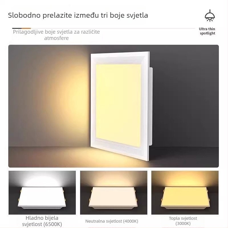 LED ravni panel svjetlo, model P02, 220V, CRI 80, aluminijska legura