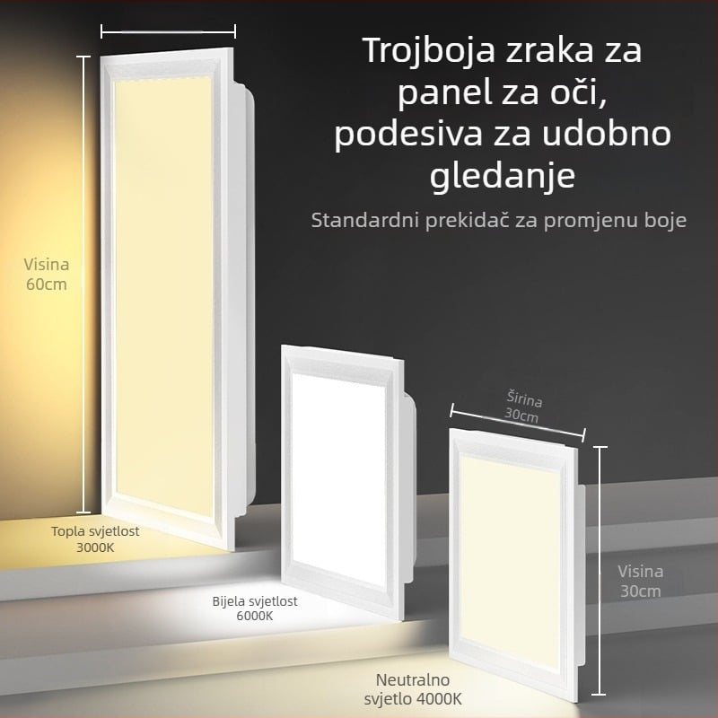LED ravni panel svjetlo, model P02, 220V, CRI 80, aluminijska legura