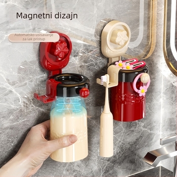 Qiwang Držač za četkicu za zube sa setom čašica za ispiranje, zidni, plastični