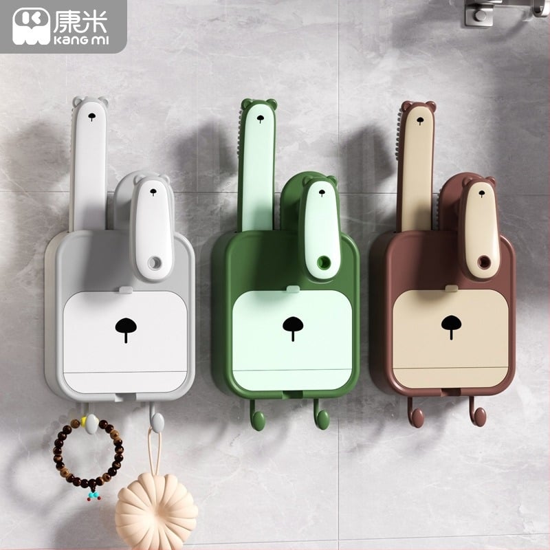 Kangmi plastični set posudica za sapun s četkom, zidni držač sapuna s usisnom čašom i poklopcem, 72 komada