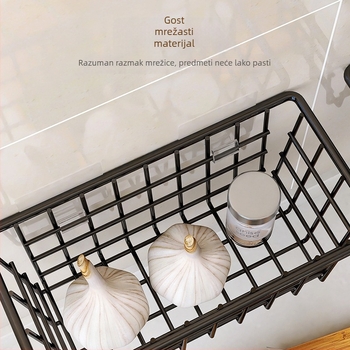 Željezna košara za skladištenje u japanskom stilu – zidna, bez bušenja, za kupaonicu i kuhinju