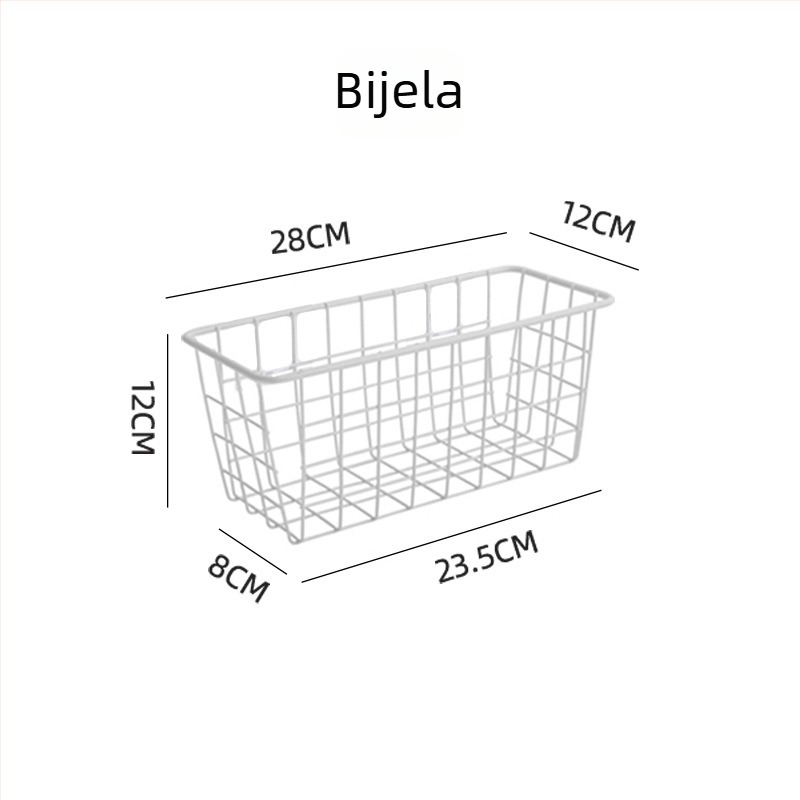 Željezna košara za skladištenje u japanskom stilu – zidna, bez bušenja, za kupaonicu i kuhinju