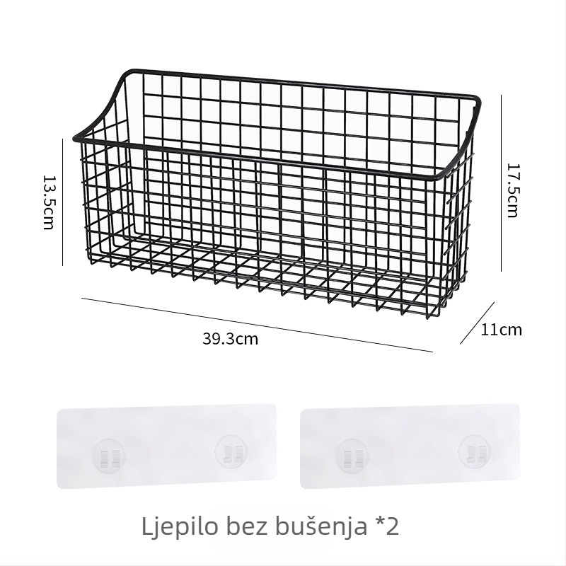 Željezna košara za skladištenje u japanskom stilu – zidna, bez bušenja, za kupaonicu i kuhinju