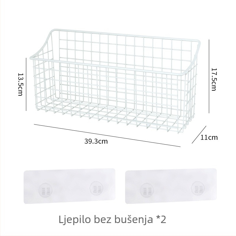 Željezna košara za skladištenje u japanskom stilu – zidna, bez bušenja, za kupaonicu i kuhinju