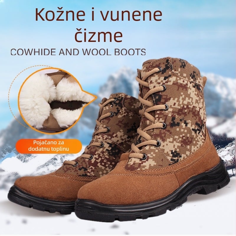 Unisex zimske outdoor cipele za vanjsku upotrebu, visok vrh, protuklizna debela potplata, poliester tkanina, izolirane za hladno vrijeme, pogodne za planinarenje i zimske sportove