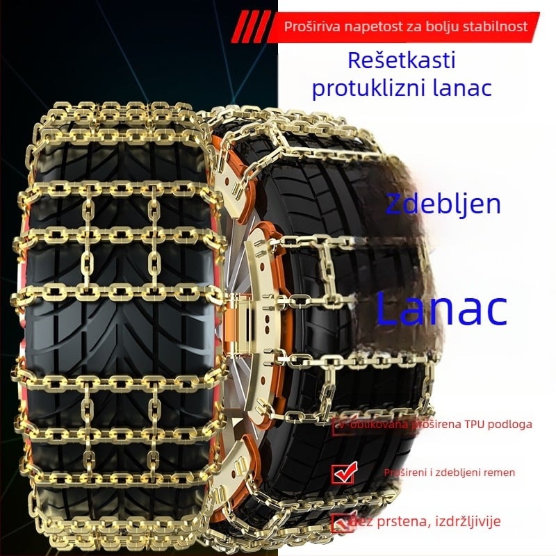 T-oblike anti-skid lanci za automobile, čelični, universalni za aluminijske felge, gume 165-275, težina 3-13 kg