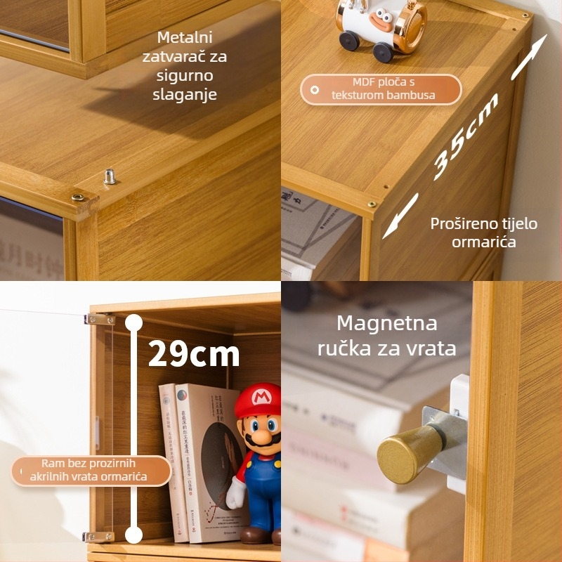 Kutija za figure, akrilna, otporna na prašinu, s pregradama, kapacitet 60 L