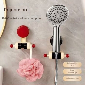 Prilagodljivi držač za tuš glavu s usisnom čašicom – bez bušenja, plastična konstrukcija, za kućnu upotrebu