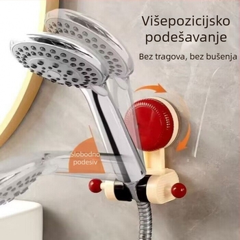 Prilagodljivi držač za tuš glavu s usisnom čašicom – bez bušenja, plastična konstrukcija, za kućnu upotrebu