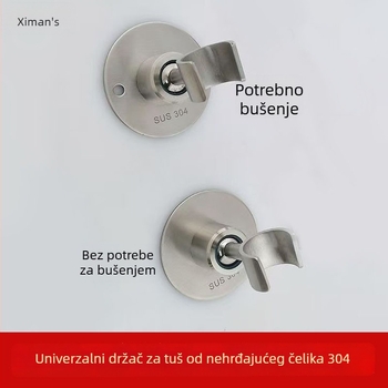 Stenski držač za tuš glavnu - 304 nehrđajući čelik, brušeni završni sloj, ugrađivanje u zid, bez bušenja