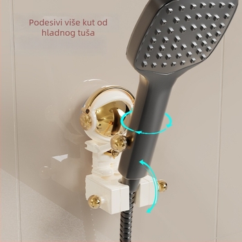 Podesivi držač tuša sa usisnom čašom, zidni, bez bušenja, od plastike