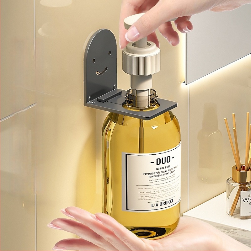 Zidni organizator kupaonice za gel za tuširanje i šampon, bez bušenja, držač za dezinficijens za ruke, čelik na bazi ugljika, premazan završni sloj, moderni minimalistički stil