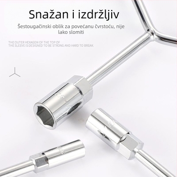 Nastavni ključ sa utičnicom — trokraki i Y-oblik dizajn, alat za popravak guma i motocikla, od visokoučinkovite čelika, marka Powerful Merchant