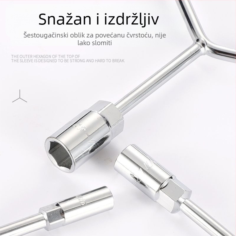 Nastavni ključ sa utičnicom — trokraki i Y-oblik dizajn, alat za popravak guma i motocikla, od visokoučinkovite čelika, marka Powerful Merchant