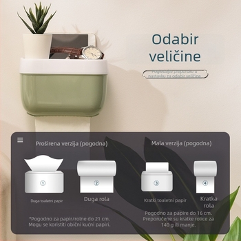 Kutija za salvete bez bušenja za kupaonicu, od plastike, s odvajanjem salveta, višenamjenska