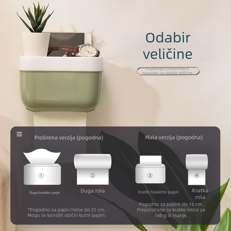 Kutija za salvete bez bušenja za kupaonicu, od plastike, s odvajanjem salveta, višenamjenska