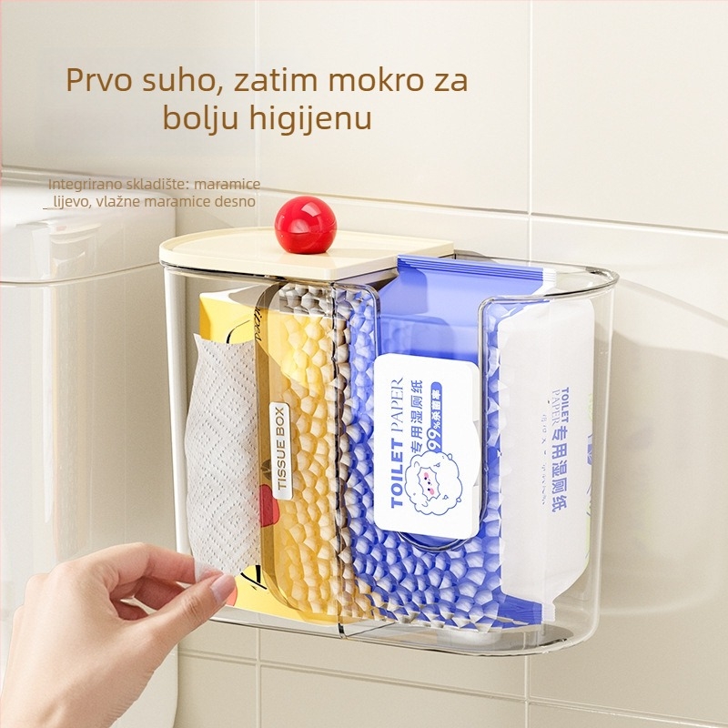 Time Machine Zidna Plastična Kutija Za Toaletni Papir I Vlažne Maramice, Model 2508151, Svijetli Luksuz