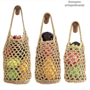Ručnom pletena mrežasta vrećica za voće, pamuk konac, model 11, retro stil, kuhinjska mreža za pohranu i vješanje