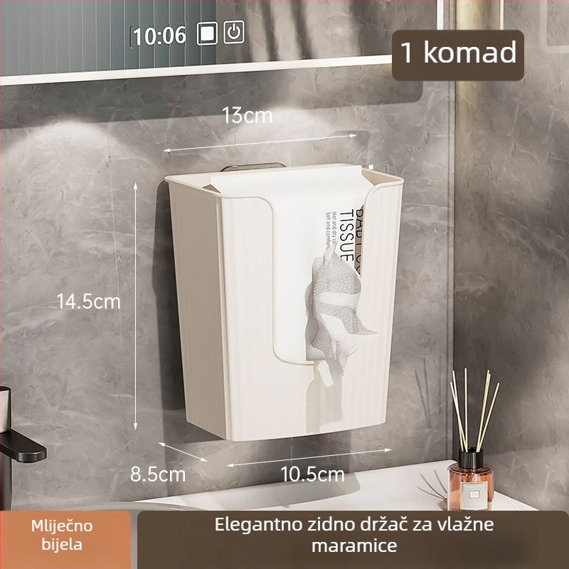 Zidni spremnik za papirnate maramice i skladište za ručnike za lice (PET materijal; vodootporan; pogodan za standardne maramice; višenamjenski; dizajn Light Luxury)