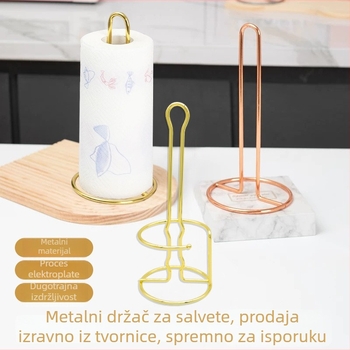 Vertikalni metalni držač papirnate rolne i salvete, nordijskog stila, model XJ-6358, višestruka upotreba