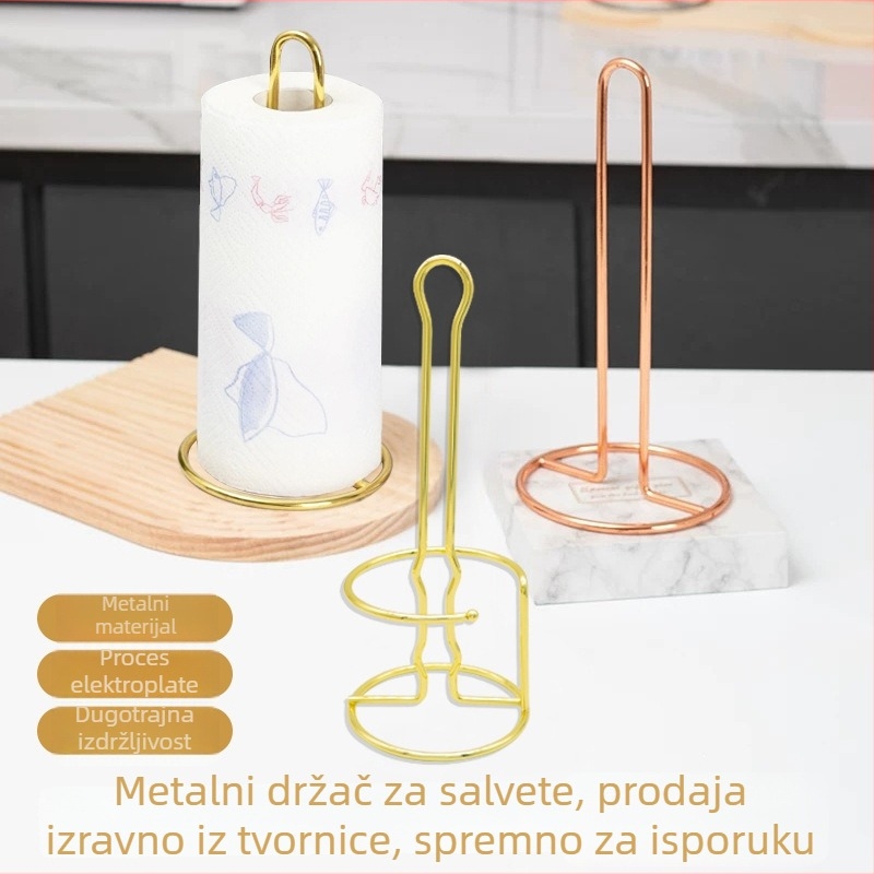 Vertikalni metalni držač papirnate rolne i salvete, nordijskog stila, model XJ-6358, višestruka upotreba