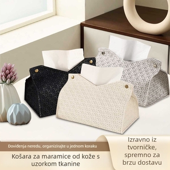 Kutija za maramice PGZJ-1 — Koža; Prikladna za automobil, dnevni prostor, kupaonica; Moderan minimalistički stil; Podrijetlo: Zhejiang