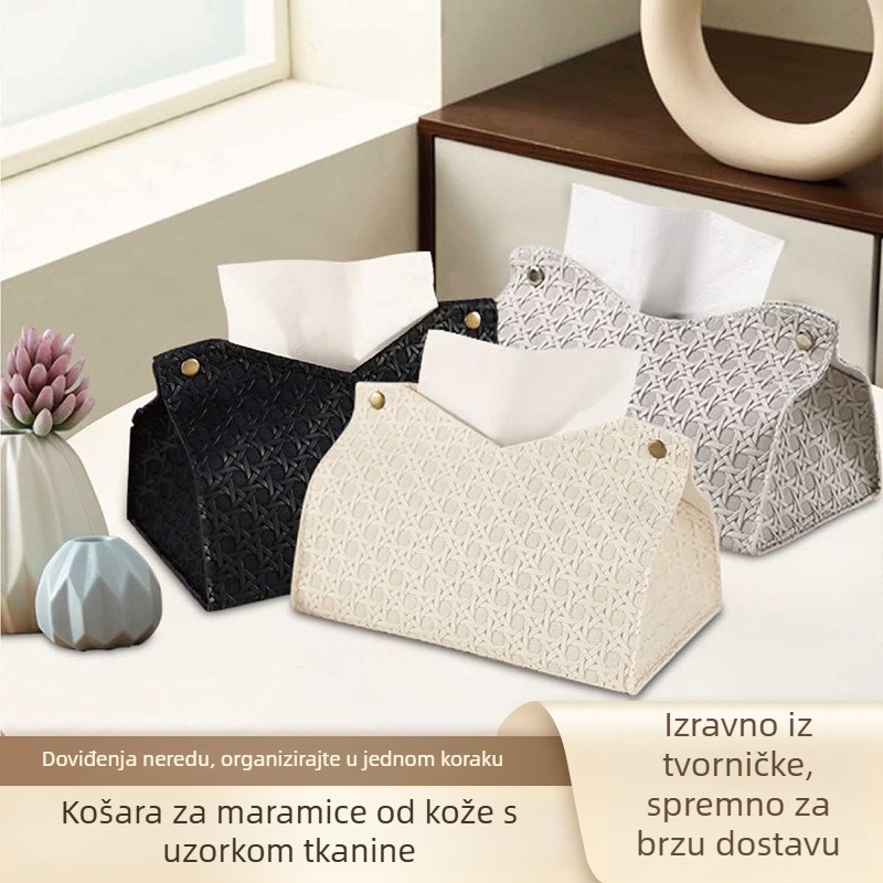 Kutija za maramice PGZJ-1 — Koža; Prikladna za automobil, dnevni prostor, kupaonica; Moderan minimalistički stil; Podrijetlo: Zhejiang