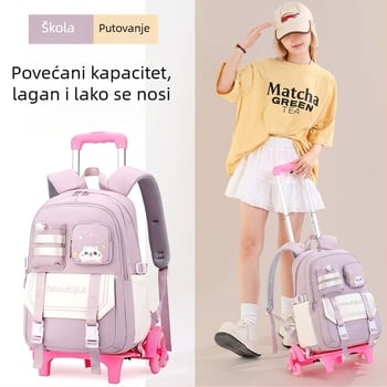 Školska torba na kolica velike kapacitete (Oxford platno, prozračna, vodootporna, ultra lagana, remen s jastučićem zraka)