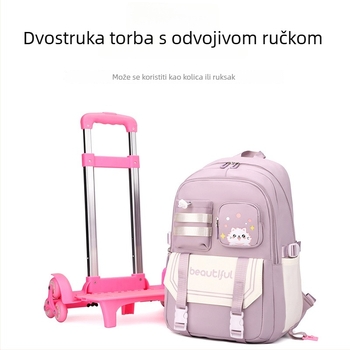 Školska torba na kolica velike kapacitete (Oxford platno, prozračna, vodootporna, ultra lagana, remen s jastučićem zraka)