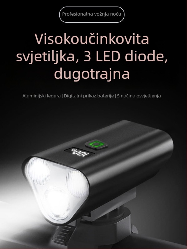 Prednje svjetlo za cestovni i planinski bicikl, noćna vožnja, s vješavnim nosačem (Šifra: 1239; Marka: Beautiful shirt; Uvoz: Ne)