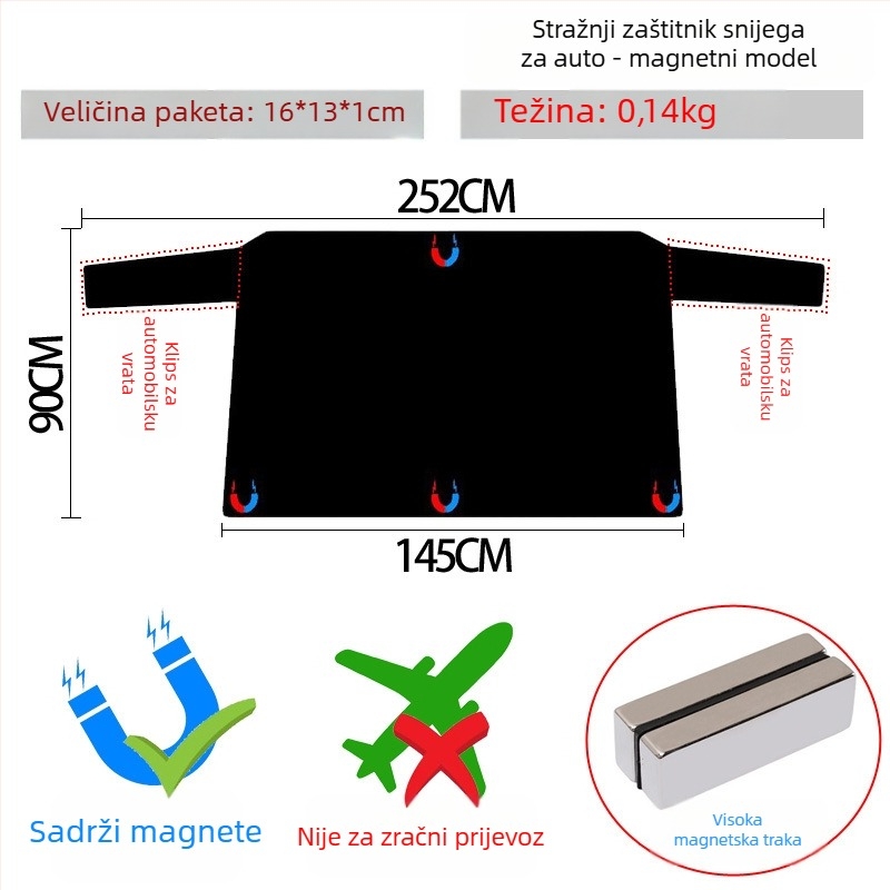 Pokrov za snijeg za prednji dio automobila, Oxford tkanina, magnetsko učvršćivanje, kompatibilno s Toyota, mogućnost prilagođenog logotipa