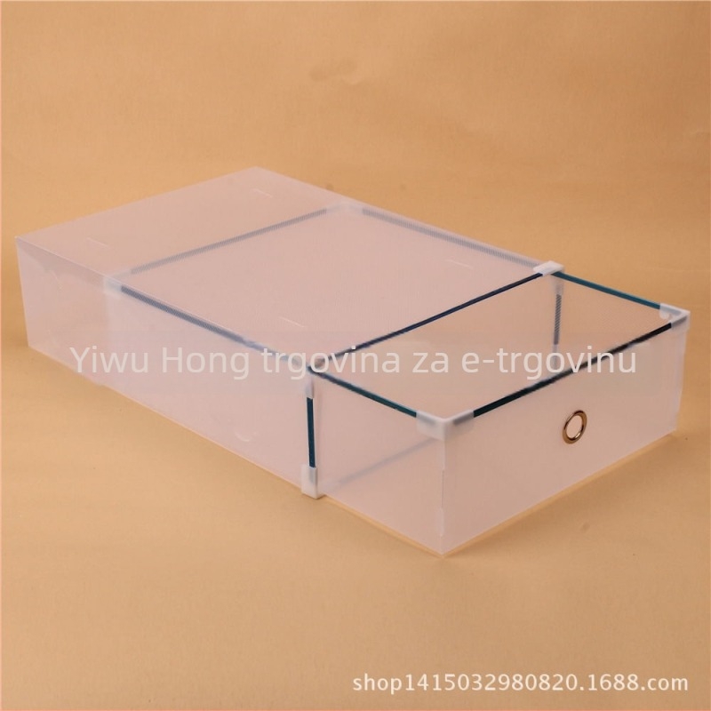 Kutija za cipele s metalnim rubom i ladicom — jednostavan i moderan skladišni spremnik, prozirni PP materijal (PP; Ladica; Jednostavan/Modern; Prozirno; 0,45 kg)